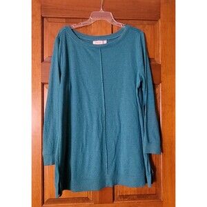 Women's Size XL d&co. Active Long Sleeve Top Workout Comfy Teal Oversized